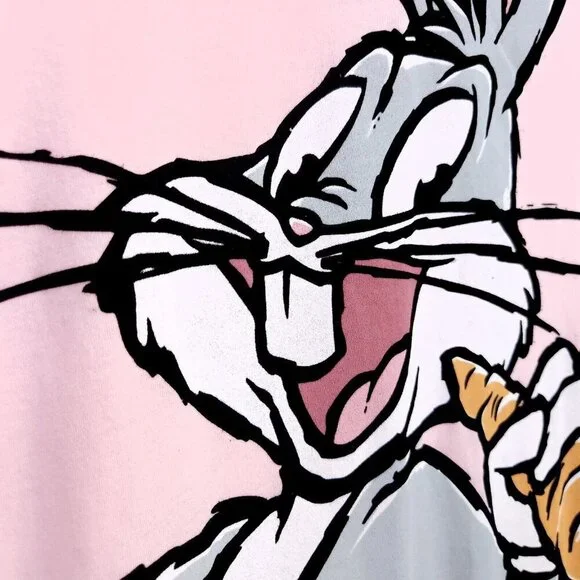 Bugs Bunny All Over Print T Shirt Large Looney Tunes Pink AOP - Picture 7 of 12